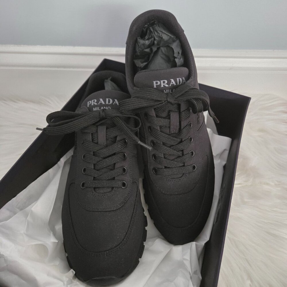 Prada Men's Solid Black Nylon Sneakers